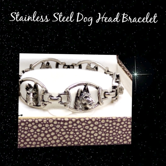 Jewelry - .Stainless Steel Dog Head Bracelet
